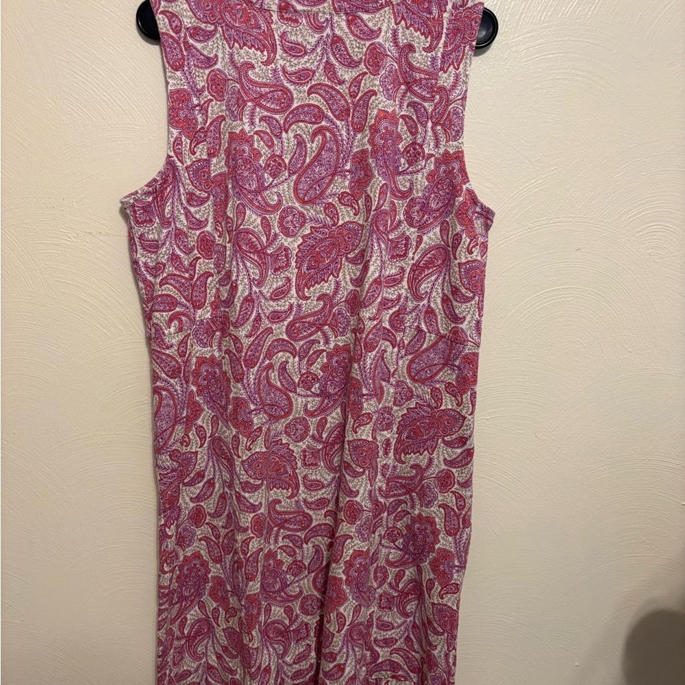 J Jill Large Pink Paisley Sleeveless Dress Soft Cotton Tencel Knit - Picture 9 of 9